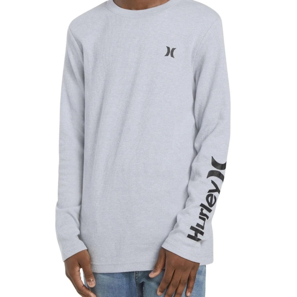 Hurley Boys Grey Long Sleeve Waffle Shirt 18 NWOT